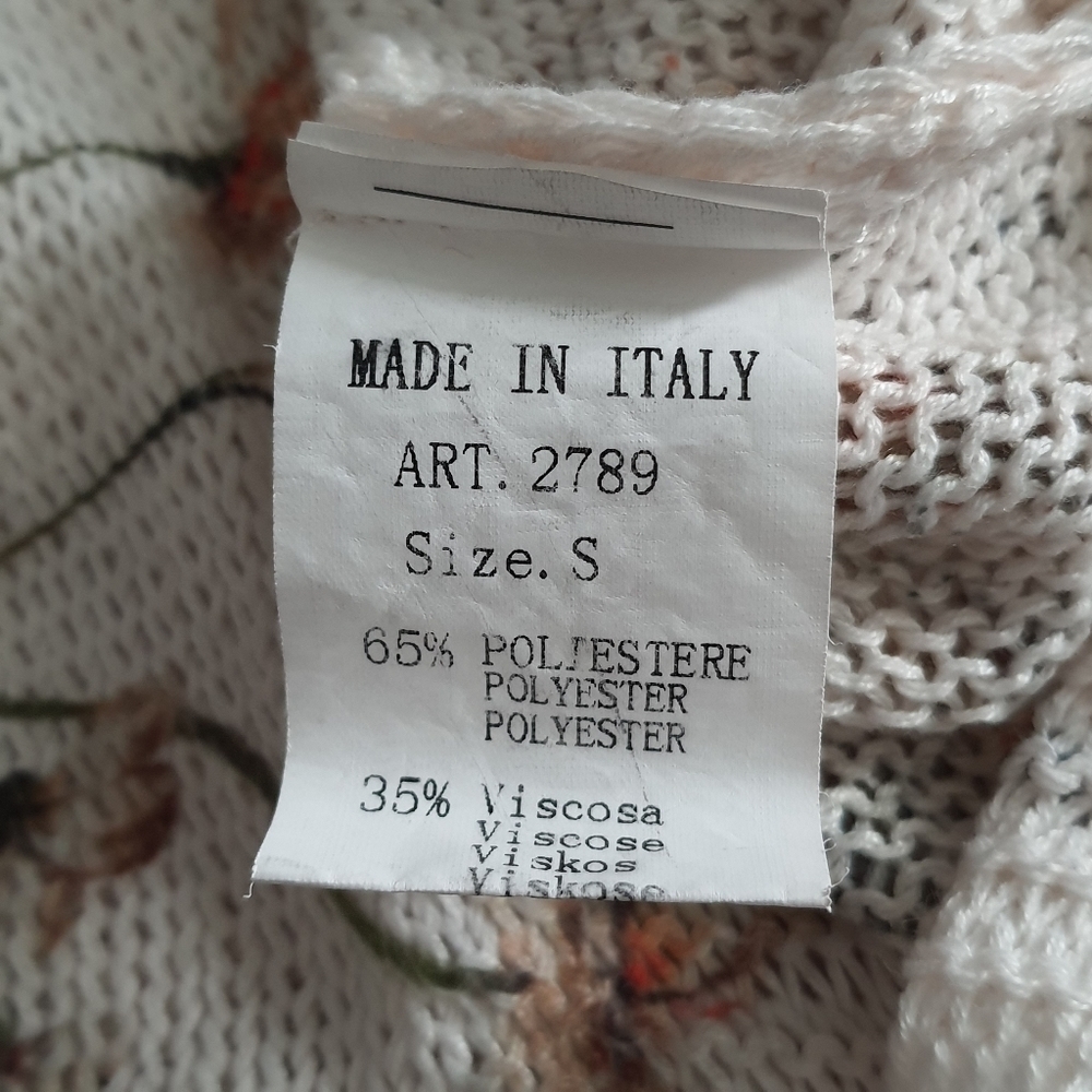 Italian Collezioni Leonardo Floral Knit Sweater Womens Size Small Spring Neutral - Picture 9 of 14